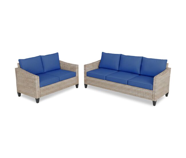 Set de exterior, sofa 3+2 sanstar en ratan pe. muebles de jardin y terraza, azul