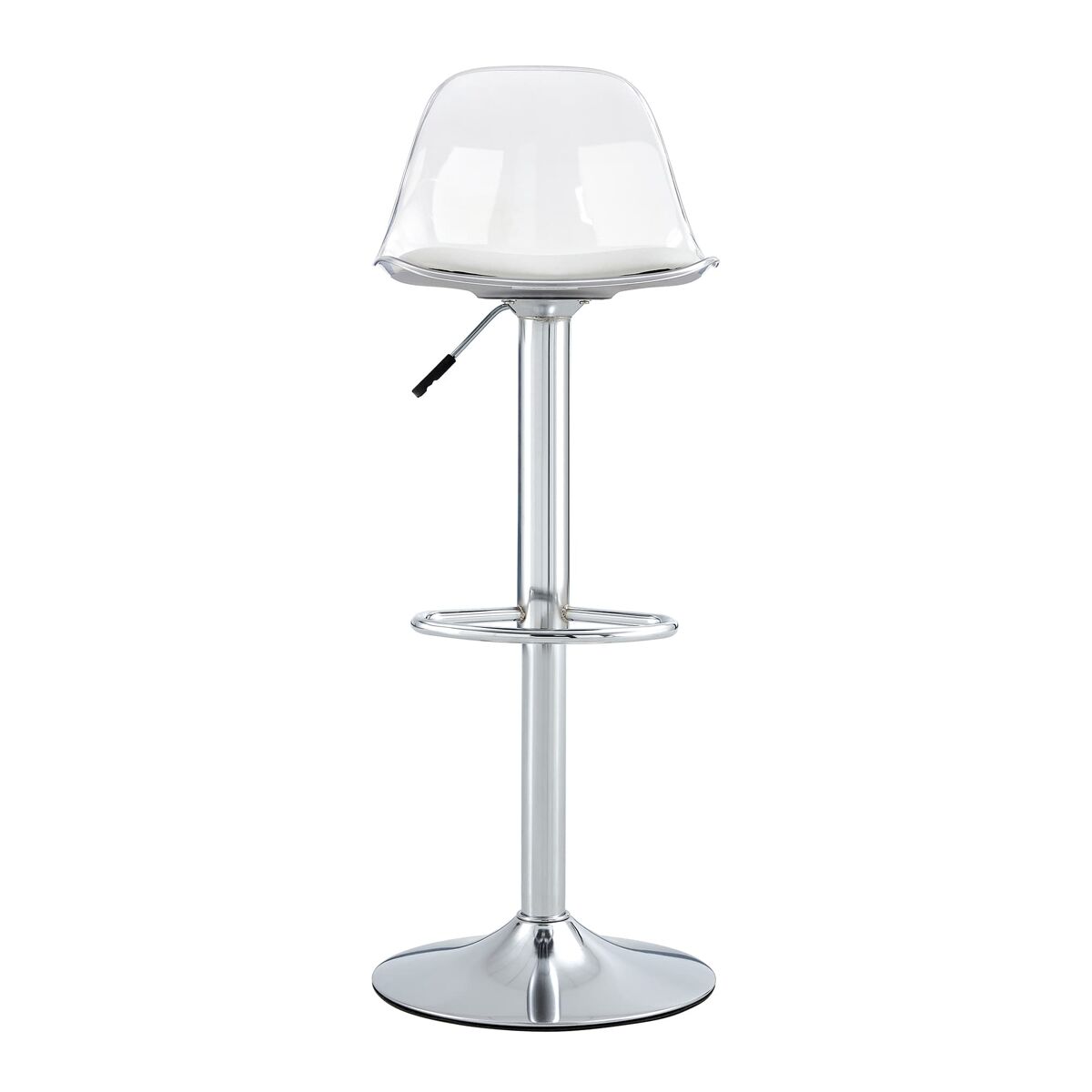 Taburetes de bar 2 uds - altura ajustable 82-104 cm, respaldo transparente, giro 360° - blanco/plata