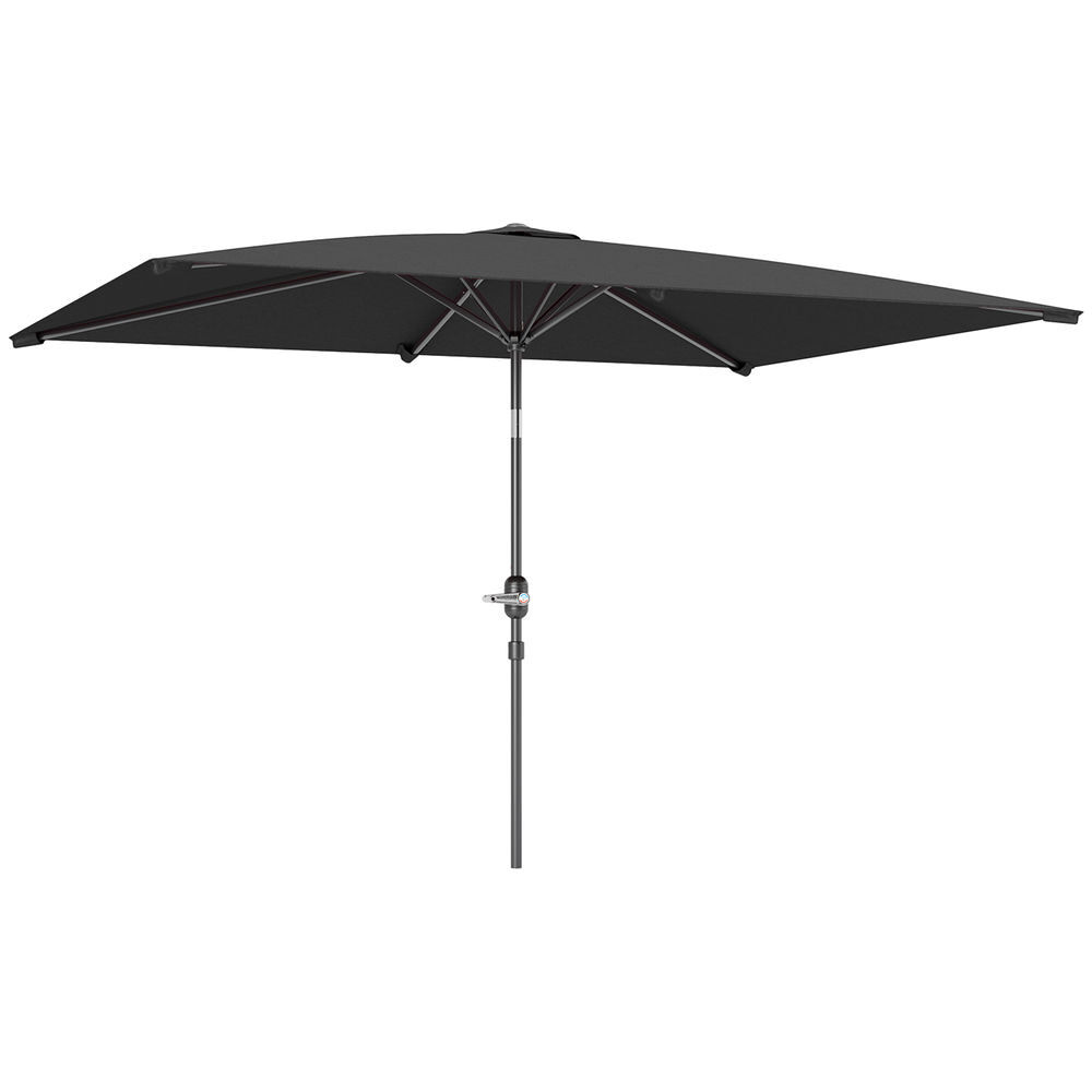Outsunny sombrilla de terraza exterior, 200x300 cm, parasol de terraza exterior con ángulo ajustable, manivela, mástil de aluminio desmontable y anti-uv, sombrilla para jardín, patio, gris oscuro