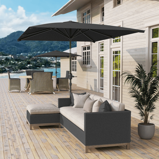 Outsunny Guarda-sol de Terraço Exterior, 200x300 cm, Guarda-sol de Terraço com Ângulo Ajustável, Manivela, Mastro de Alumínio Removível e Anti-UV, Guarda-sol para Jardim, Pátio, Cinzento Escuro