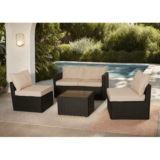 Sofá Ulibarri + 2 Poltronas + Mesa Rattan PE. Móveis de jardim e pátio, rattan marrom