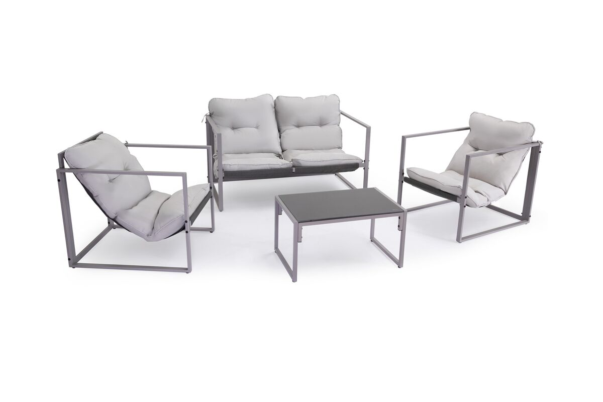 Conjunto Sofa + Mesa + 2 Sillas Roma. Muebles de Jardin y Terraza