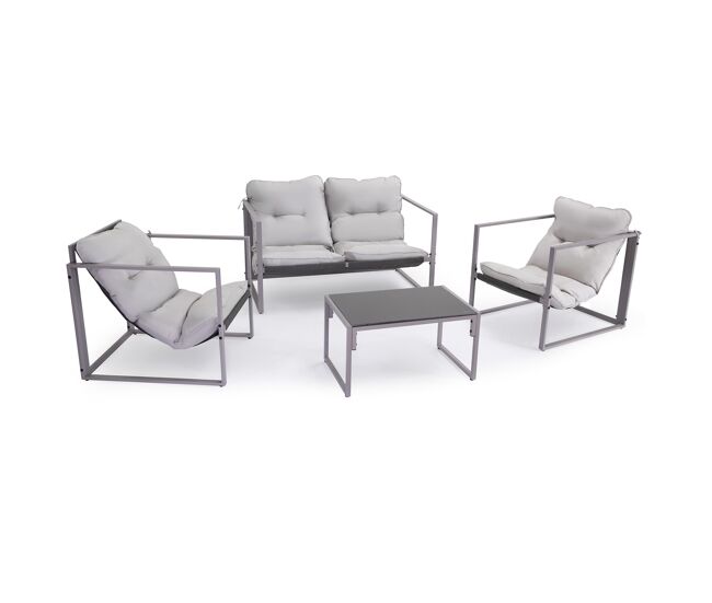 Conjunto sofa + mesa + 2 sillas roma. muebles de jardin y terraza