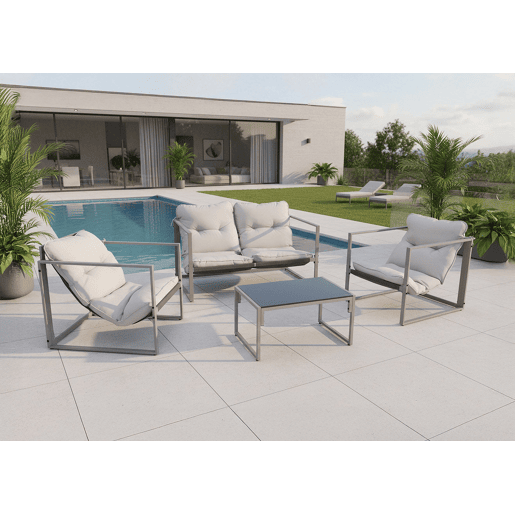 Conjunto Roma: Sofá, Mesa e 2 Cadeiras. Mobiliário para Jardim e Varanda.