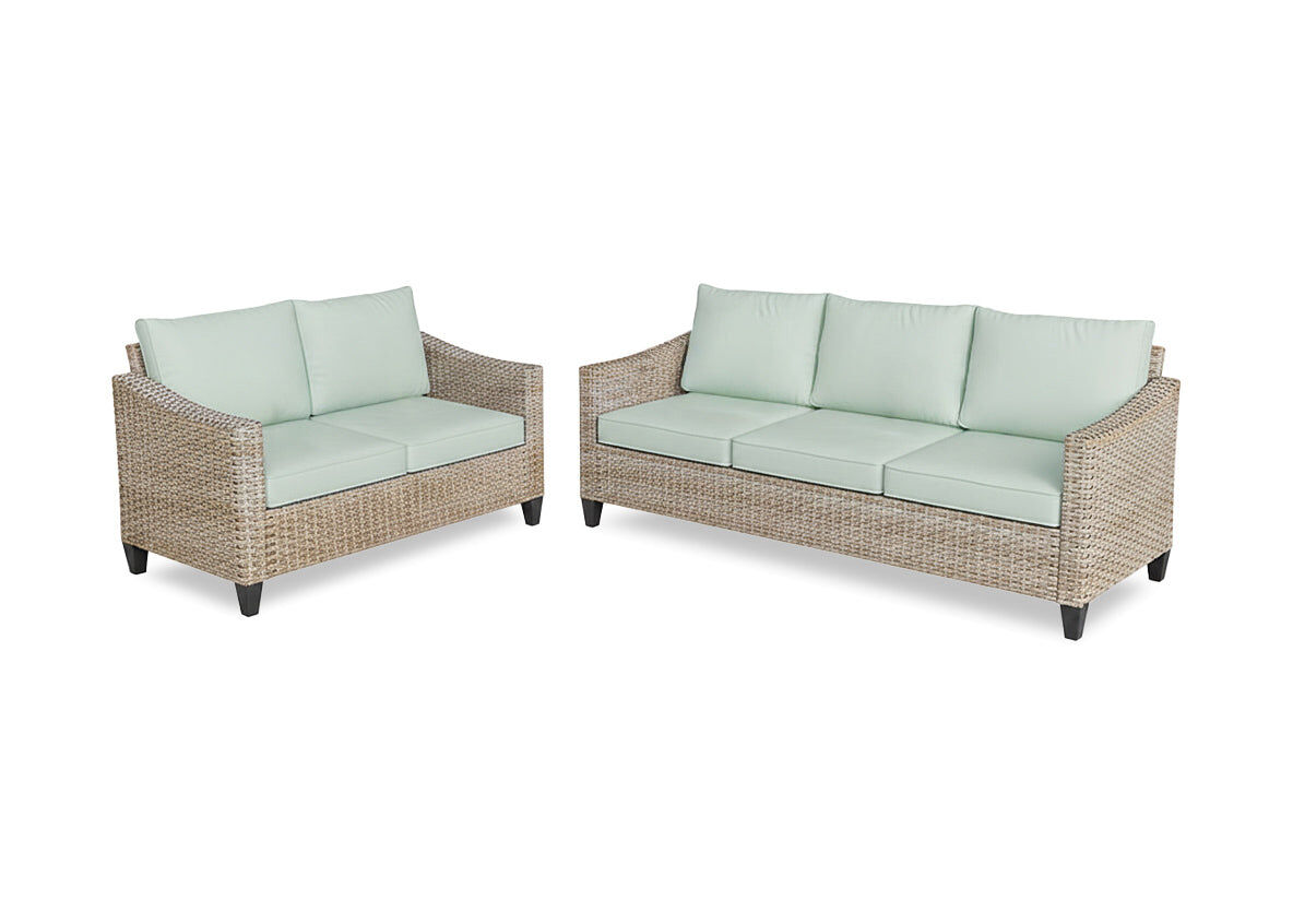 Conjunto de exterior, sofa 3+2 sanstar en ratan pe. muebles de jardin y terraza, verde