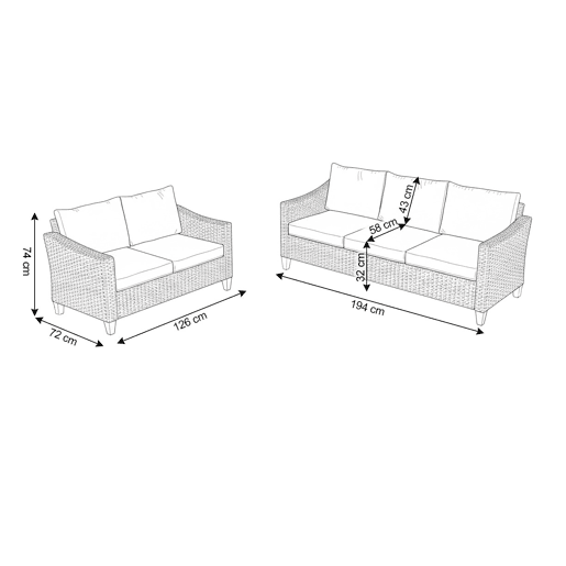 Conjunto para área externa, sofá Sanstar 3+2 em rattan PE. Móveis para jardim e pátio, verde.
