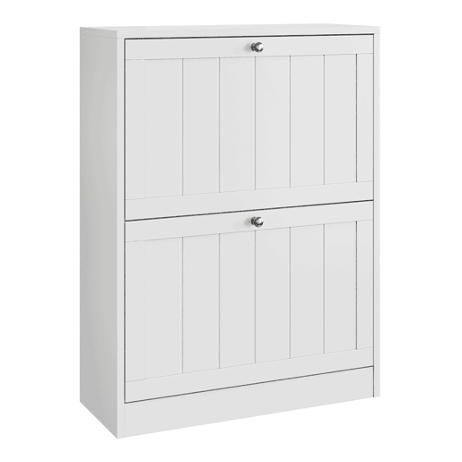 Sapateira 60 cm - estilo Mid-Century, 2 gavetas rebatíveis, para entrada - branco