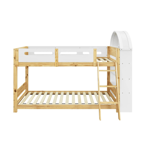 Beliche infantil 90x200 cm - estante com 3 níveis, grade de proteção, escada - branconatural