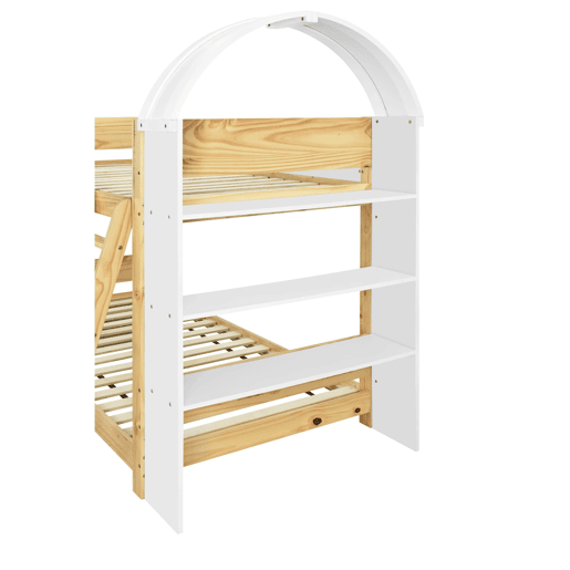 Beliche infantil 90x200 cm - estante com 3 níveis, grade de proteção, escada - branconatural