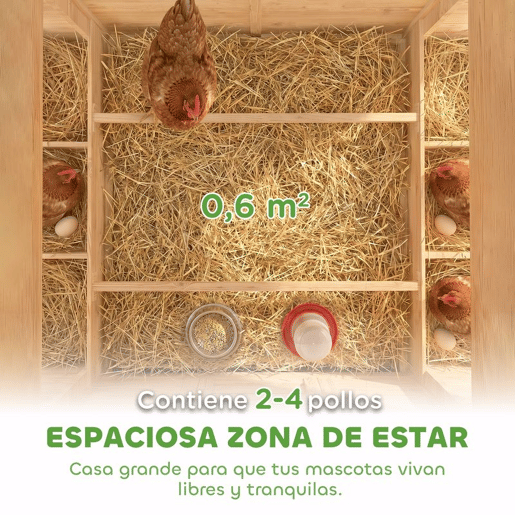 PawHut Galinheiro de Madeira para Exterior Abrigo para Galinhas com 2 Ninhos Bandeja Removível Poleiros, Telhado Impermeável Casa para 2-4 Galinhas e Coelhos 150x100x96,5 cm Madeira