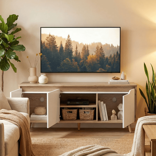 HOMCOM Móvel de TV Mesa de TV para Sala com 3 Portas para Televisões até 55 Polegadas Estilo Moderno 120x35x45,5 cm Carvalho e Branco HOMCOM Móvel de TV Mesa de TV para Sala com 3 Portas para Televisões até 55 Polegadas Estilo Moderno 120x35x45,5 cm Carvalho e Branco