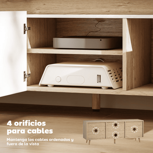 HOMCOM Móvel de TV Mesa de TV para Sala com 3 Portas para Televisões até 55 Polegadas Estilo Moderno 120x35x45,5 cm Carvalho e Branco HOMCOM Móvel de TV Mesa de TV para Sala com 3 Portas para Televisões até 55 Polegadas Estilo Moderno 120x35x45,5 cm Carvalho e Branco