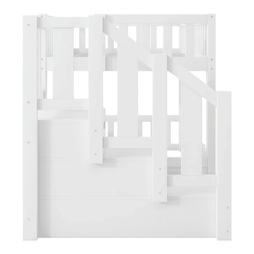 Cama alta 90x200 - Escada com arrumação - Branco