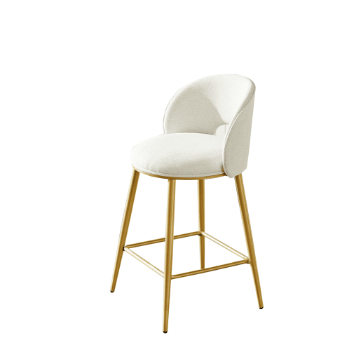 Banco de bar - Encosto aberto, acolchoado, metal dourado - Bege