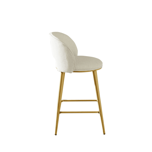 Banco de bar - Encosto aberto, acolchoado, metal dourado - Bege