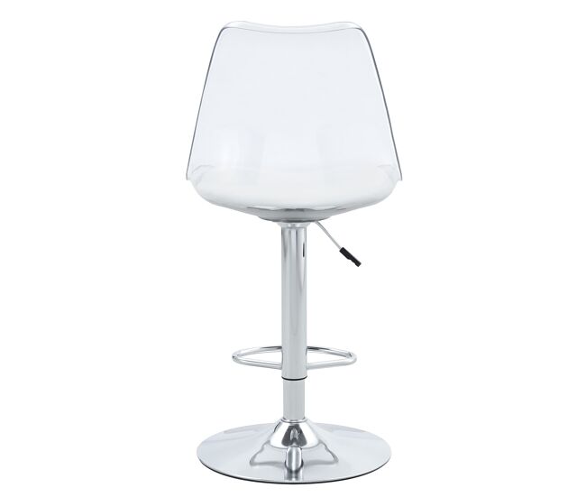 Taburetes de bar 2 uds - regulables y giratorios 360°, respaldo transparente - plata/transparente