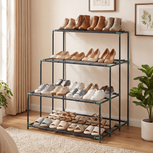 Outsunny Suporte para Plantas de 4 Níveis Estante para Plantas de Aço Design em Escada Suporte para Vasos para Interior e Exterior Jardim Varanda e Pátio, 94x84x110 cm Verde Escuro