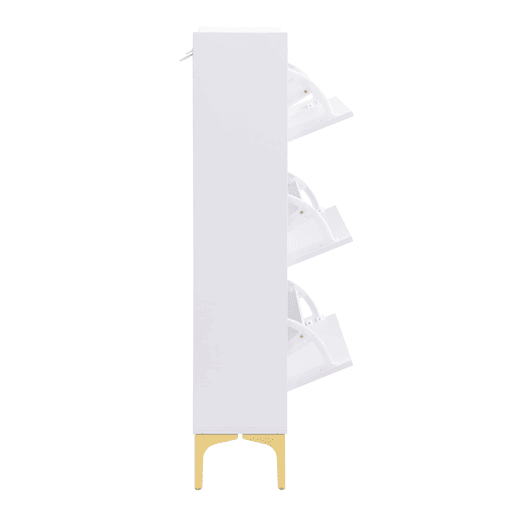 Sapateira com 3 níveis - amplo espaço de arrumação, pés metálicos, design moderno e luminoso - Branco
