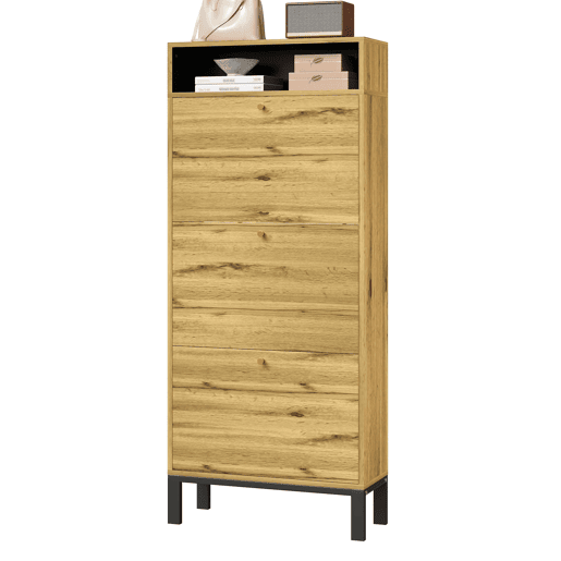 Sapateira alta 147 cm - 3 portas basculantes com compartimentos - Natural