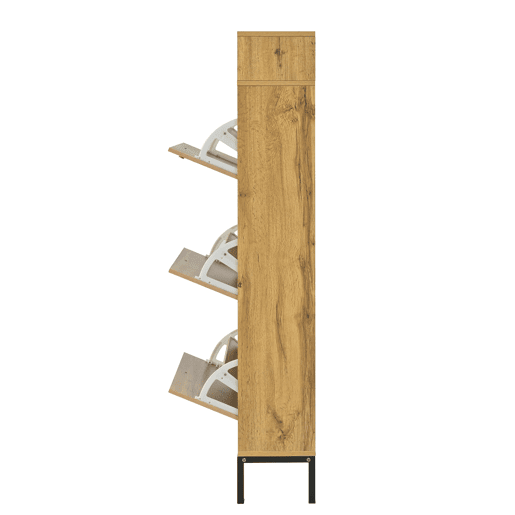 Sapateira alta 147 cm - 3 portas basculantes com compartimentos - Natural