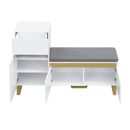 Sapateira de 4 níveis 80x35x110 cm - Armário moderno com gavetas e portas - Branco