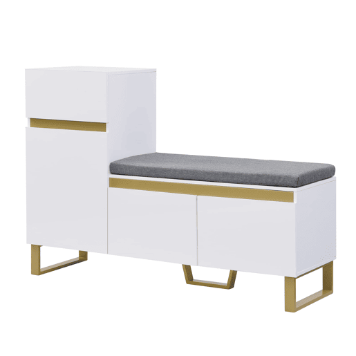 Sapateira de 4 níveis 80x35x110 cm - Armário moderno com gavetas e portas - Branco