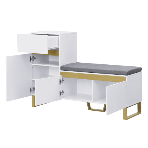 Sapateira de 4 níveis 80x35x110 cm - Armário moderno com gavetas e portas - Branco