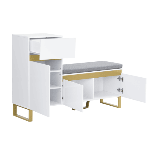 Sapateira de 4 níveis 80x35x110 cm - Armário moderno com gavetas e portas - Branco