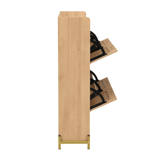 Sapateira de 4 portas - Rattan, metal e prateleira superior - Carvalho claro