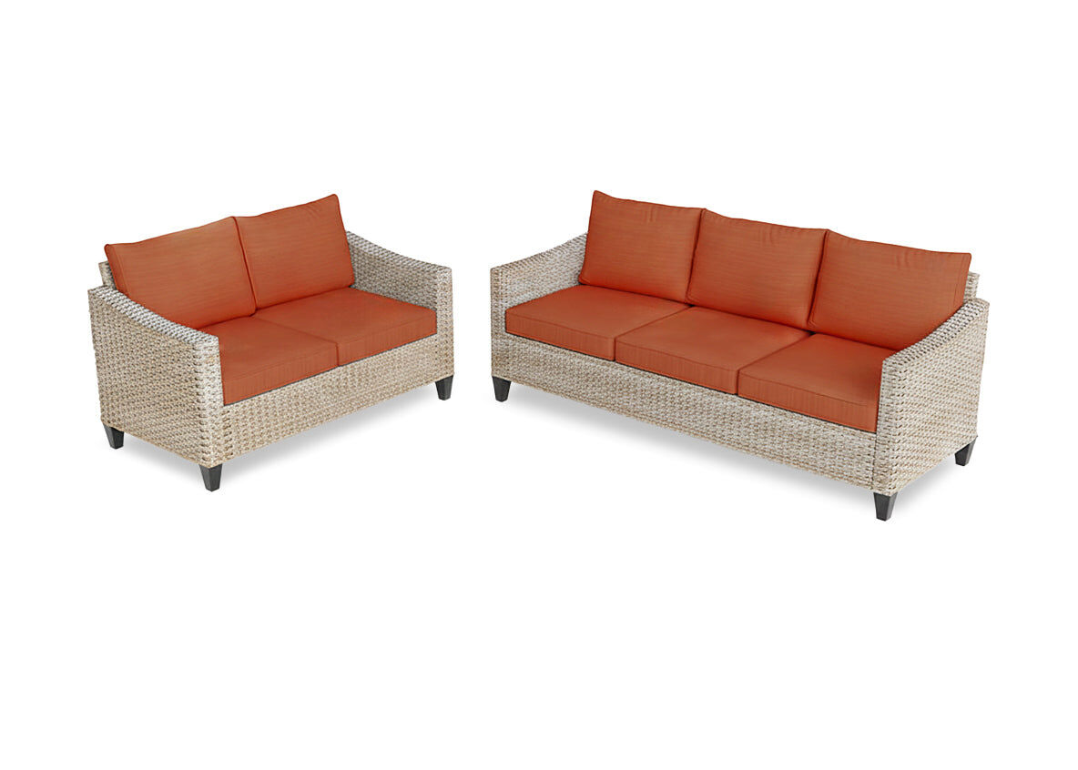 Conjunto de sofas 3+2 sanstar en ratan pe. muebles de jardin y terraza, naranja