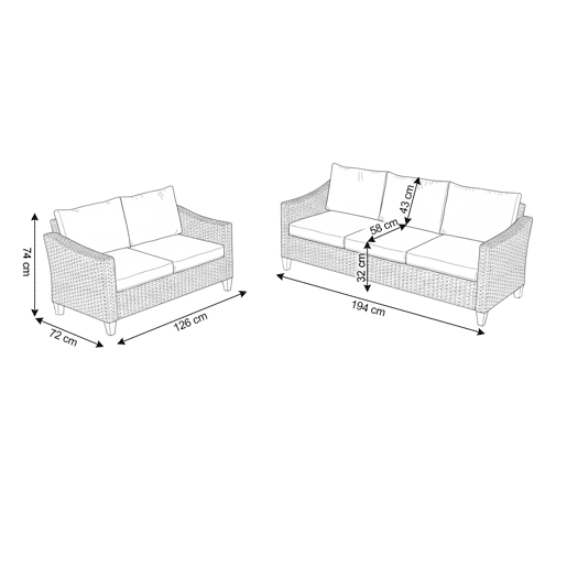 Conjunto de sofá Sanstar 3+2 em rattan PE. Móveis para jardim e pátio, laranja.