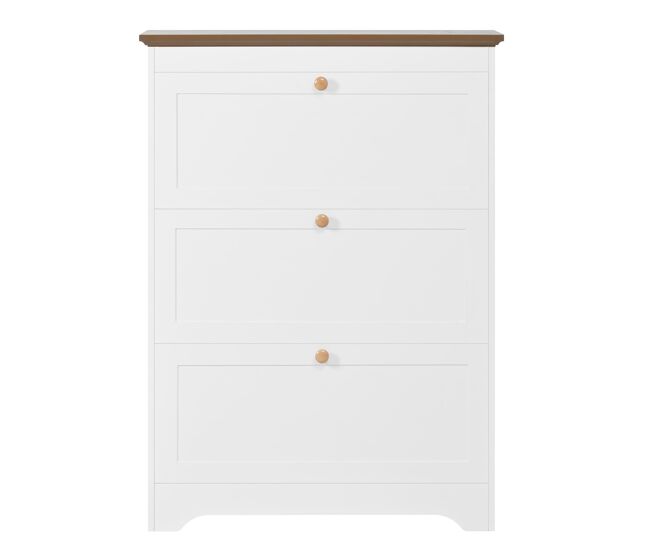 Zapatero 3 puertas - gran capacidad, tiradores redondos, para entrada/pasillo - blanco