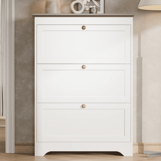 Sapateira de 3 portas - grande capacidade, puxadores redondos, para entradacorredor - Branco Sapateira de 3 portas - grande capacidade, puxadores redondos, para entradacorredor - Branco