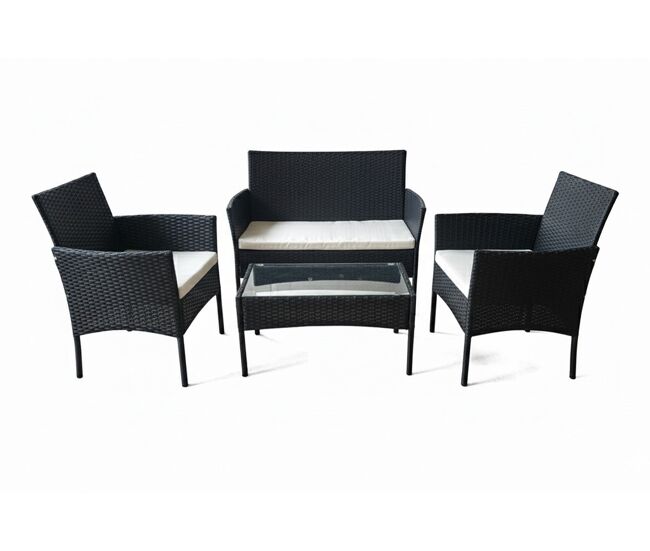 Conjunto sofa + mesa + 2 sillas de ratan pe. muebles de jardin y terraza