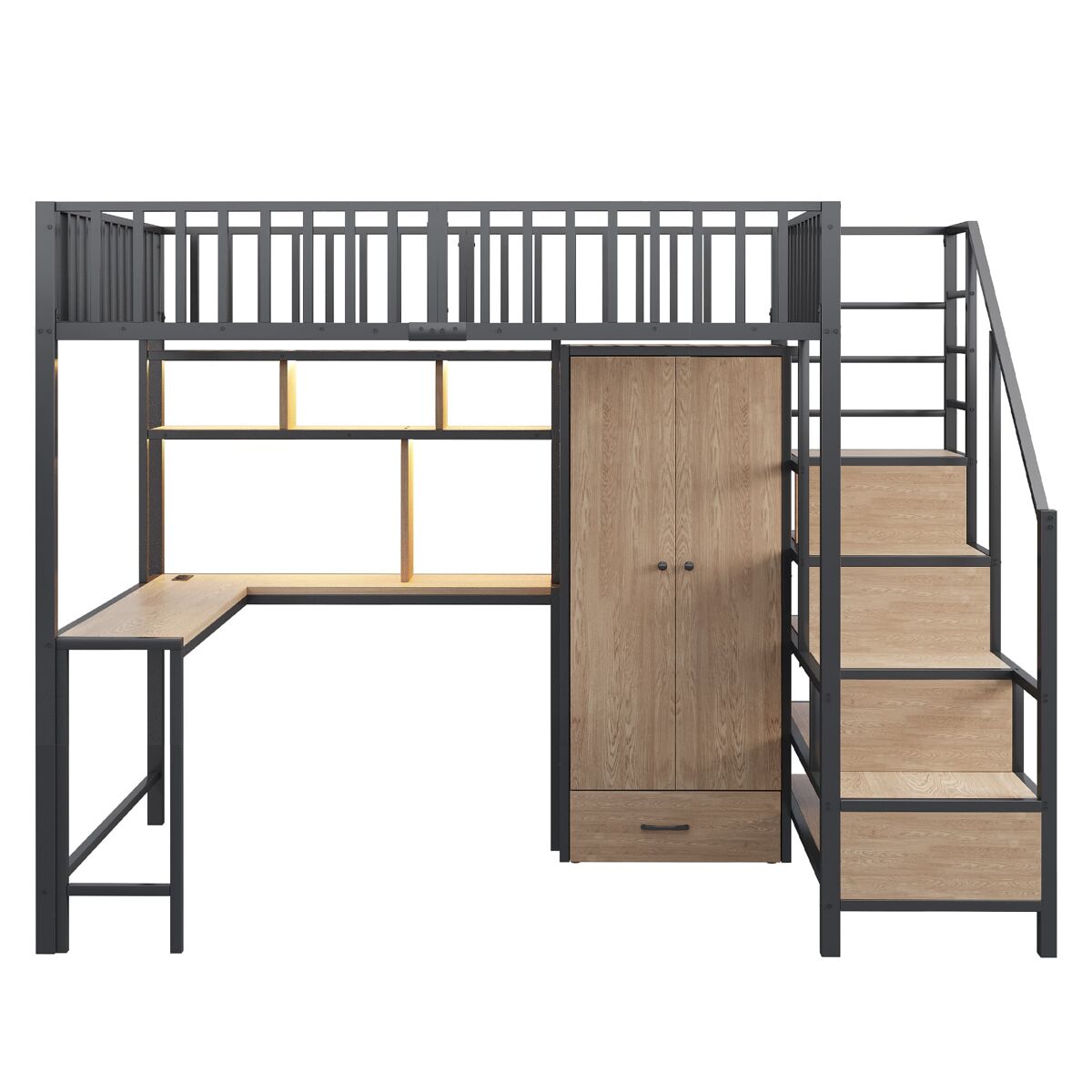 Cama alta para niños 252x146 Negro
