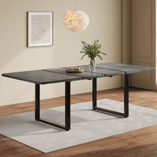 Mesa de jantar extensÃvel 140180220x90 cm - para 6-10 pessoas, forma reta, pernas em metal - cinzento Mesa de jantar extensÃvel 140180220x90 cm - para 6-10 pessoas, forma reta, pernas em metal - cinzento