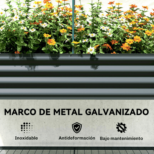 Outsunny Mesa de Cultivo com Cobertura de Estufa de 140 gm² PE Mesa de Cultivo em Metal Galvanizado com Prateleira Inferior e Forro para Plantação Plantas e Flores 120x55x140 cm Cinzento Escuro