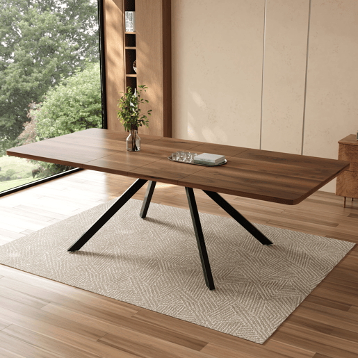 Mesa de jantar extensÃvel 160200240x90 cm - 6-10 pessoas, metal, estilo simples - Nogal Mesa de jantar extensÃvel 160200240x90 cm - 6-10 pessoas, metal, estilo simples - Nogal