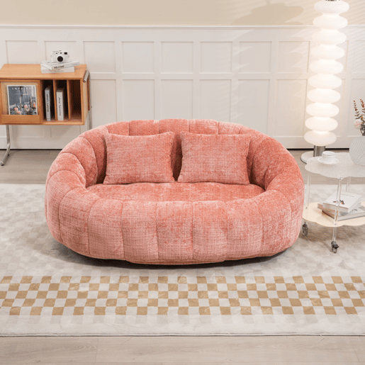 Sofá puff individual - confortável e durável, encosto alto - rosa