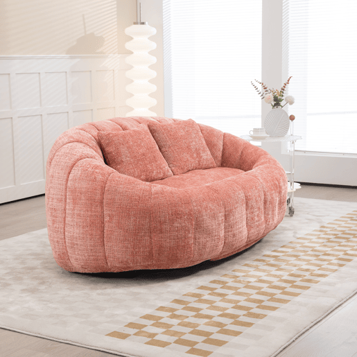 Sofá puff individual - confortável e durável, encosto alto - rosa