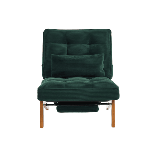 Poltrona lounge ajustável tamanho compacto - sem encosto com apoio para os pés e almofada lombar - verde esmeralda