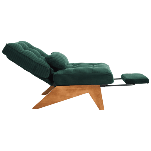 Poltrona lounge ajustável tamanho compacto - sem encosto com apoio para os pés e almofada lombar - verde esmeralda