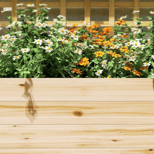Outsunny Jardineira com Treliça e Teto em Madeira, Jardineira Exterior Grande para Plantas Trepadeiras, com 2 Prateleiras, Drenagem e Forro, Floreira Elevada para Pátio, Terraço, 76x43,5x177 cm, Natural