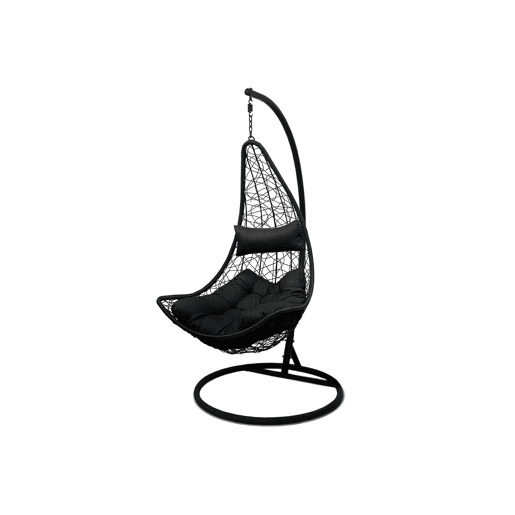 Cadeira de Baloiço Suspensa Once. Mobiliário de Jardim ou Terraço Preto, Almofada Preto