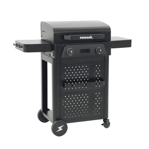 Churrasqueira elétrica de aço esmaltado 2 queimadores 2300W Preto - 115.3x54x102.1 cm