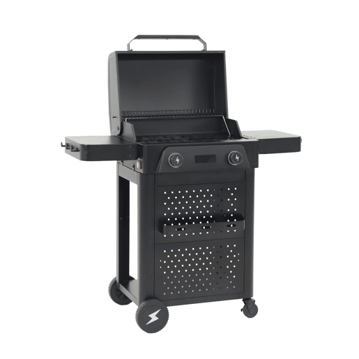 Churrasqueira elétrica de aço esmaltado 2 queimadores 2300W Preto - 115.3x54x102.1 cm