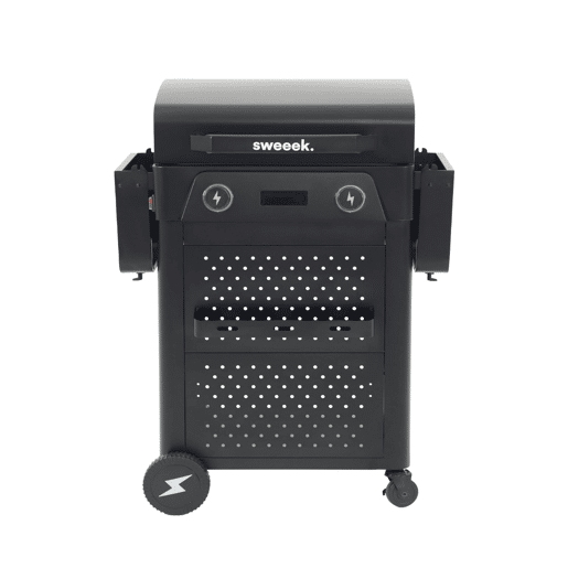 Churrasqueira elétrica de aço esmaltado 2 queimadores 2300W Preto - 115.3x54x102.1 cm