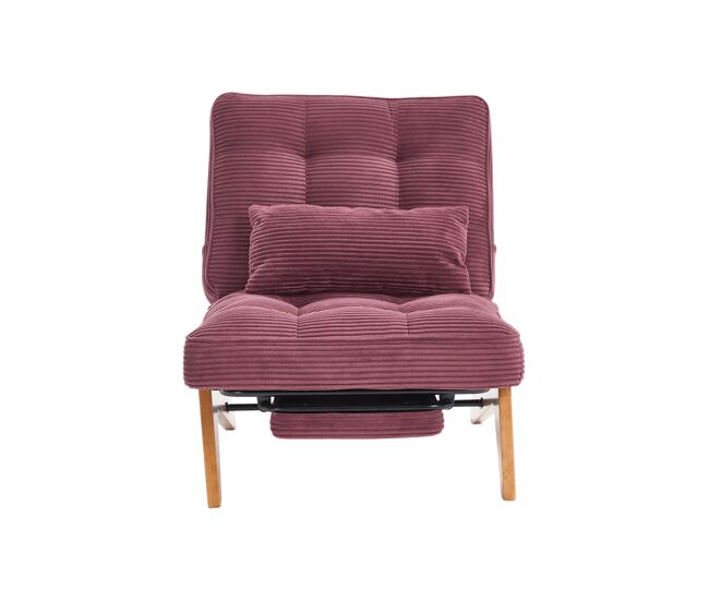 Sillón lounge reclinable sin respaldo con reposapiés y cojín lumbar - vino tinto