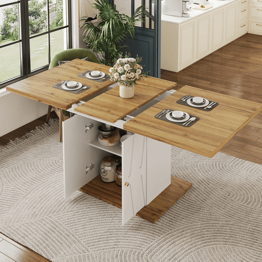 Mesa extensÃvel 110-140x70x76,5 cm - MDF com relevo e acabamento em madeira - Branco Mesa extensÃvel 110-140x70x76,5 cm - MDF com relevo e acabamento em madeira - Branco