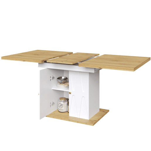 Mesa extensÃvel 110-140x70x76,5 cm - MDF com relevo e acabamento em madeira - Branco Mesa extensÃvel 110-140x70x76,5 cm - MDF com relevo e acabamento em madeira - Branco